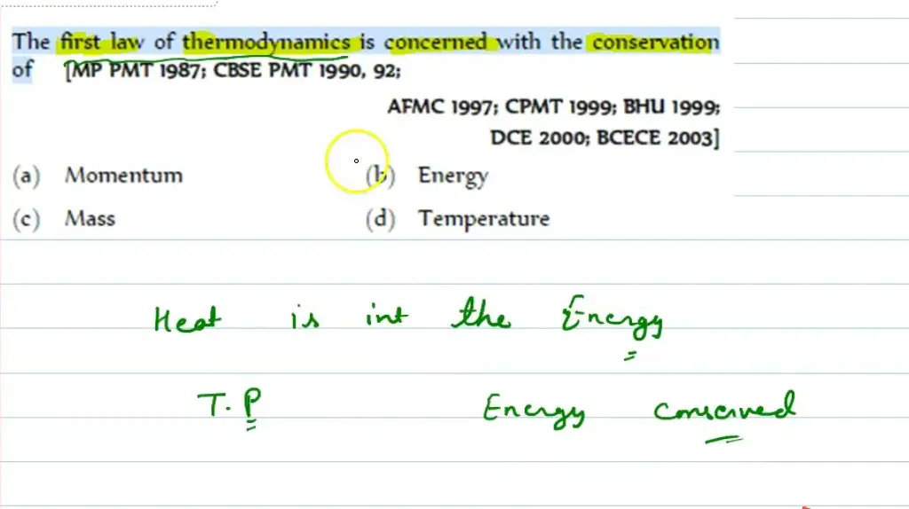 The first law of thermodynamics is concerned with the conservation of